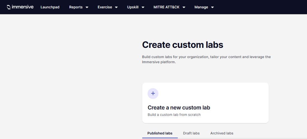 Screenshot of the Immersive Labs Lab Builder interface, showing 